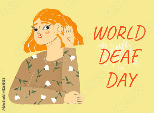 World Deaf Day in last Sunday of September concept. Rally, seminar and various deaf awareness