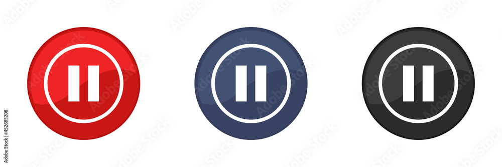 Pause buttons set. Web design. Mobile app. Vector illustration. Pause buttons set. Web design. Mobile app. Vector illustration.