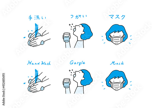 感染症予防　手洗い・うがい・マスク 女性