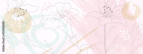 Flower line art vector paint background template