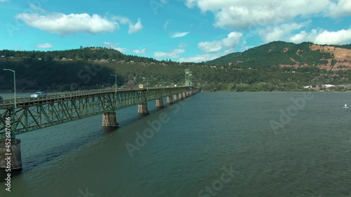 Wallpaper Mural Aerial: Hood River Bridge crossing the Columbia River between the state of Oregon and Washington, USA Torontodigital.ca