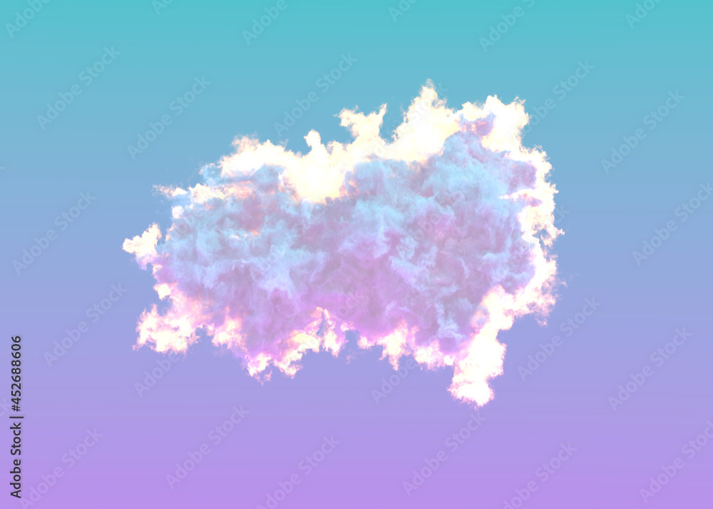 lighting one large pink cumulus isolated. nature 3D rendering