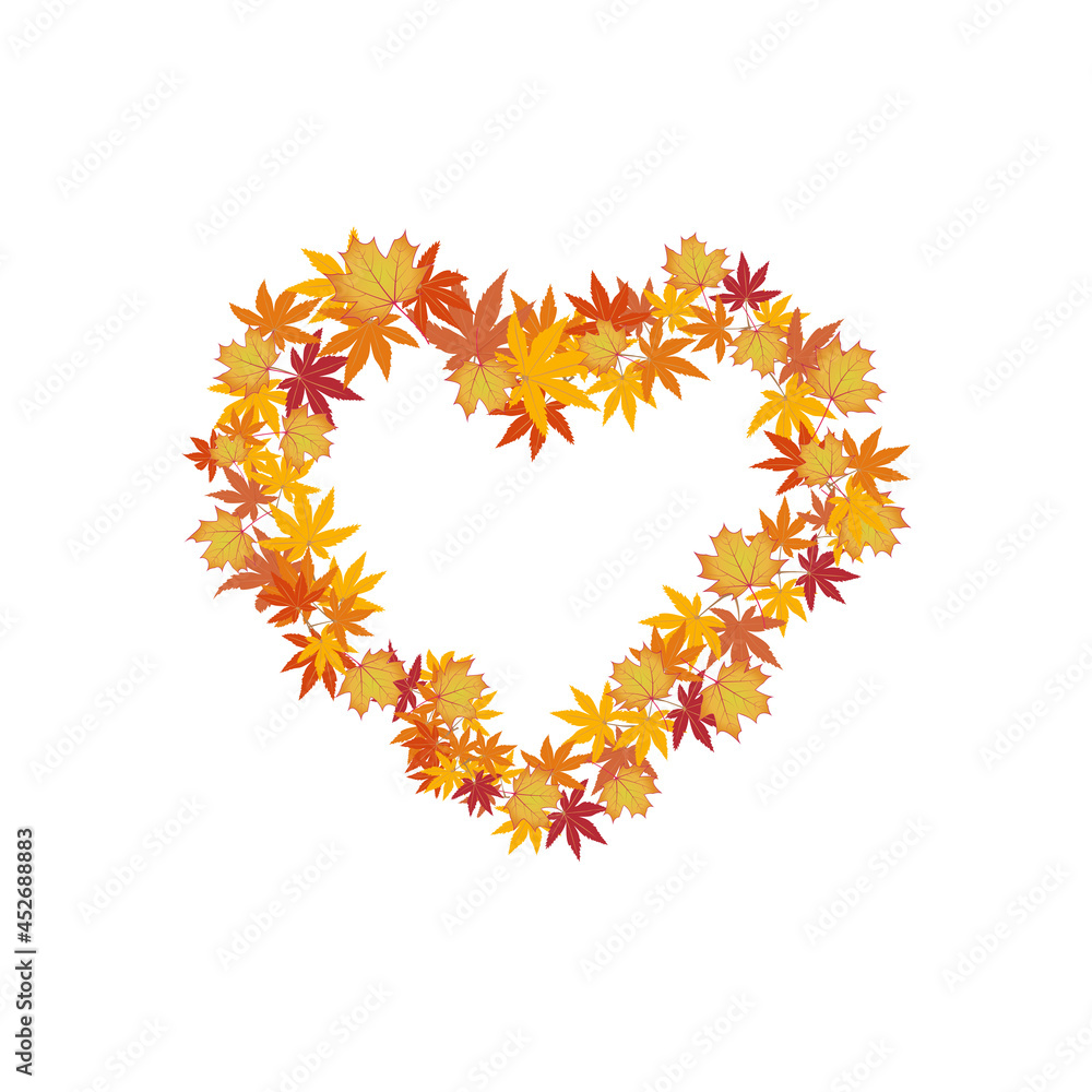 Heart shape from falling leaves. Great design for any purposes. Heart shape from falling leaves. Great design for any purposes.