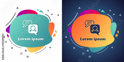 White Gender equality icon isolated on white and blue background. Equal pay and opportunity business concept. Abstract banner with liquid shapes. Vector