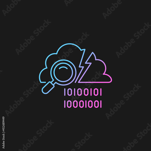 Data breach detection gradient vector icon for dark theme. Intrusion recognition tool. Protection from threats. Thin line color symbol. Modern style pictogram. Vector isolated outline drawing