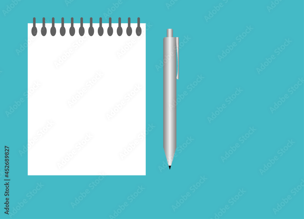 spiral notepad and pen vector icon eps 10. spiral notepad and pen vector icon eps 10.