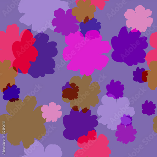 purple pink shaped flower vector seamless bright pattern multicolor