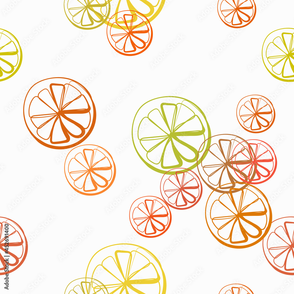 citrus juicy fruit vector seamless bright pattern multicolor