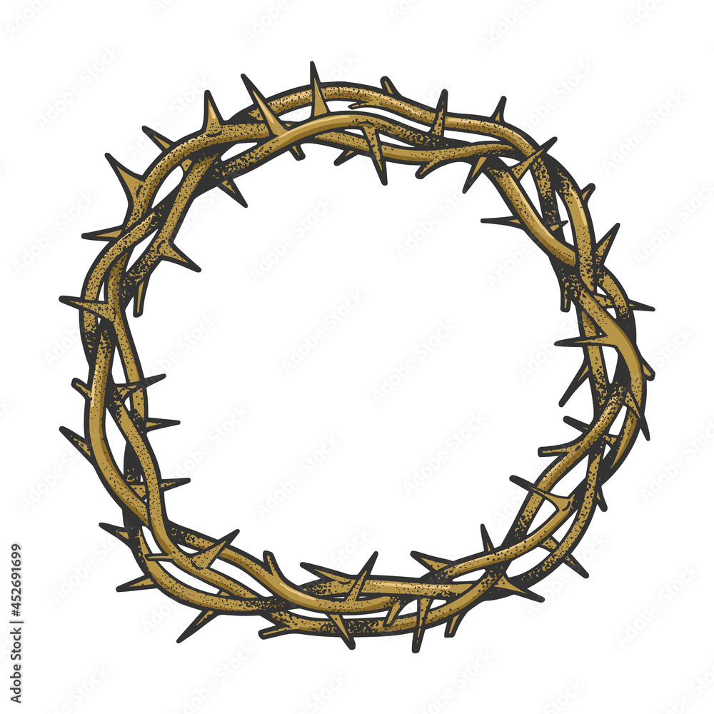 Naklejka premium Crown of thorns sketch raster illustration