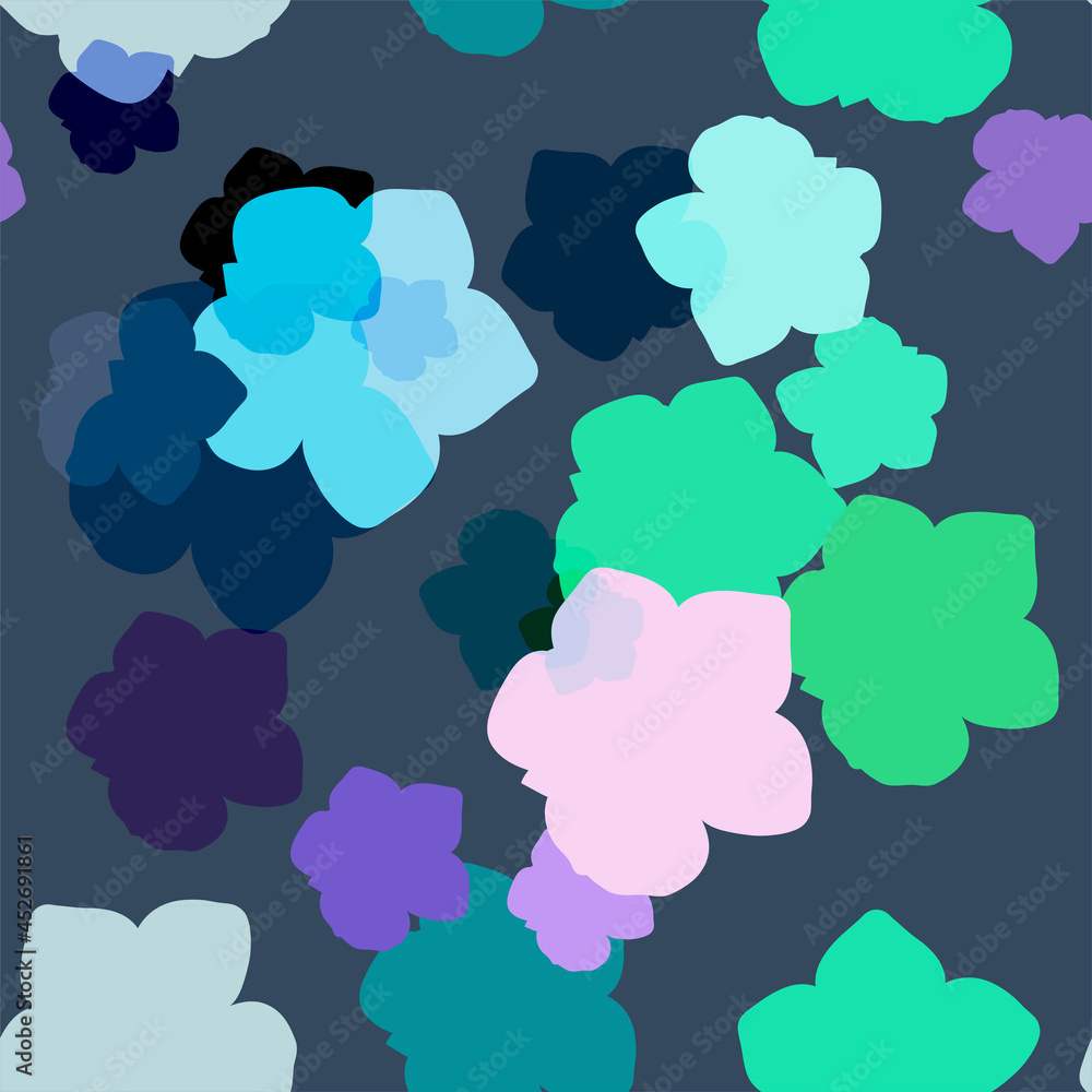 blue pink shaped flower vector seamless bright pattern multicolor