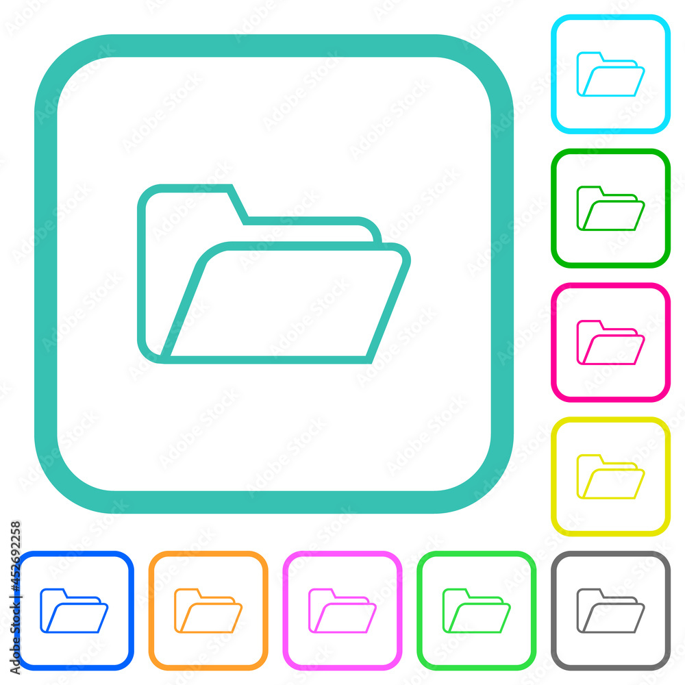 Folder open outline vivid colored flat icons