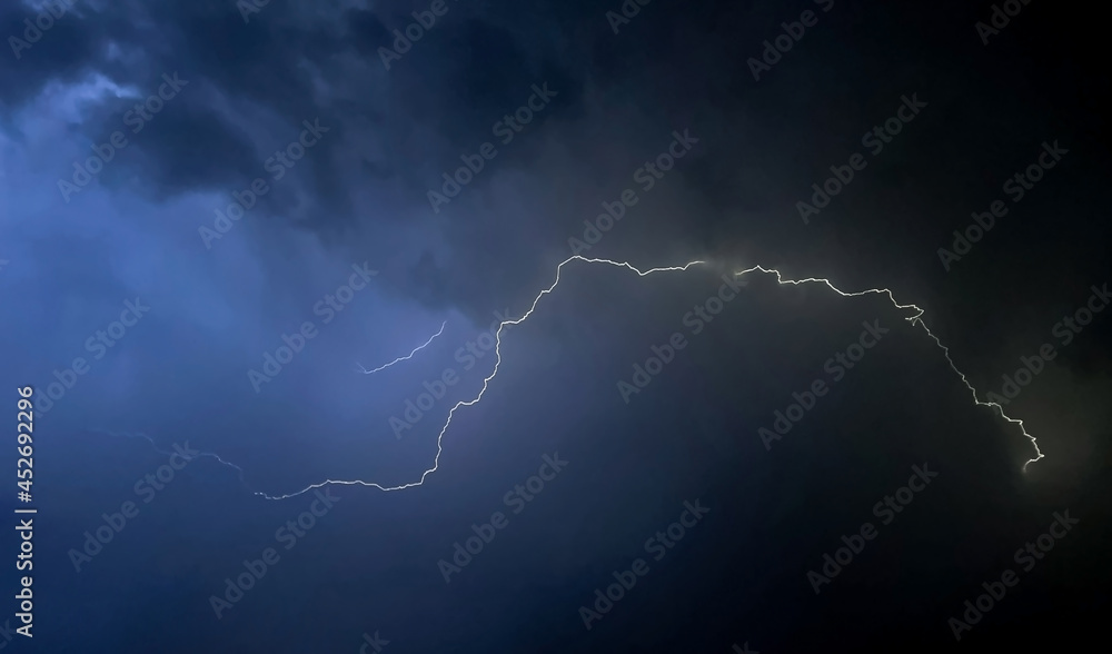 Photo of the sky at the moment of lightning strike Photo of the sky at the moment of lightning strike