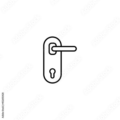 Aged rusty iron doorhandle icon vector doodle