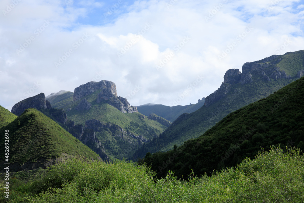Naklejka premium High altitude grassland mountain landscape
