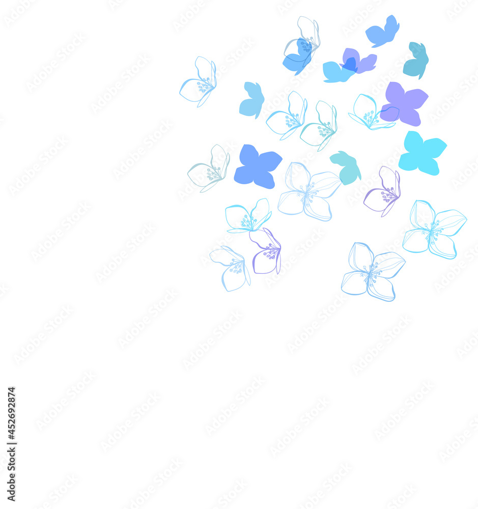 blue flower vector line bright colorful card background
