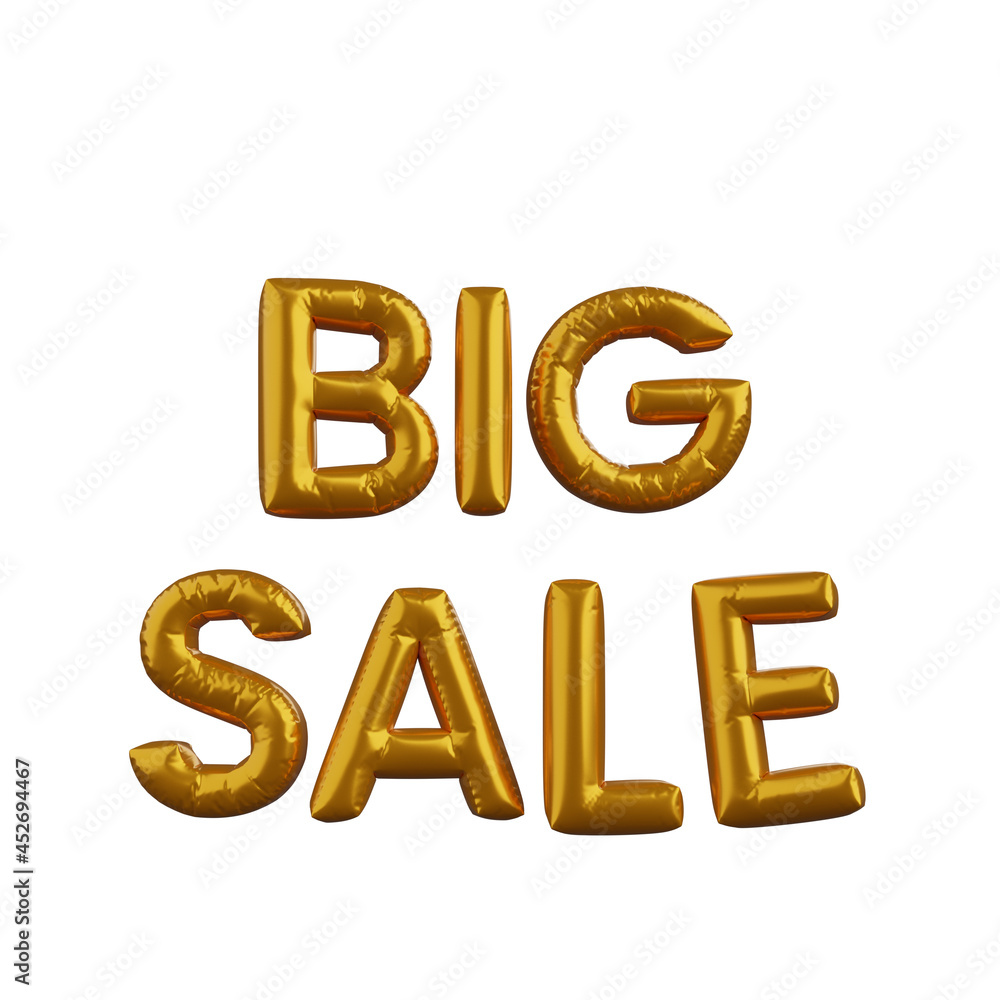 3d illustration of discount golden balloon concept big sale 3d illustration of discount golden balloon concept big sale