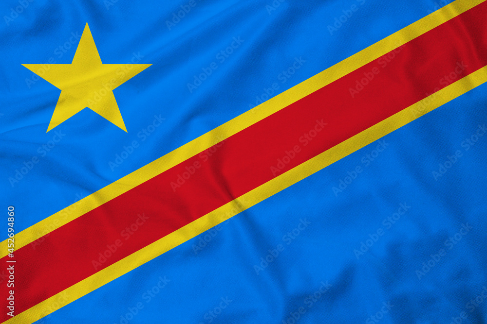 Flag of Democratic Republic of the Congo, realistic 3d rendering with texture