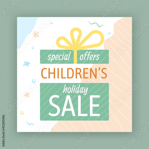 Children holiday sale social media post banner template