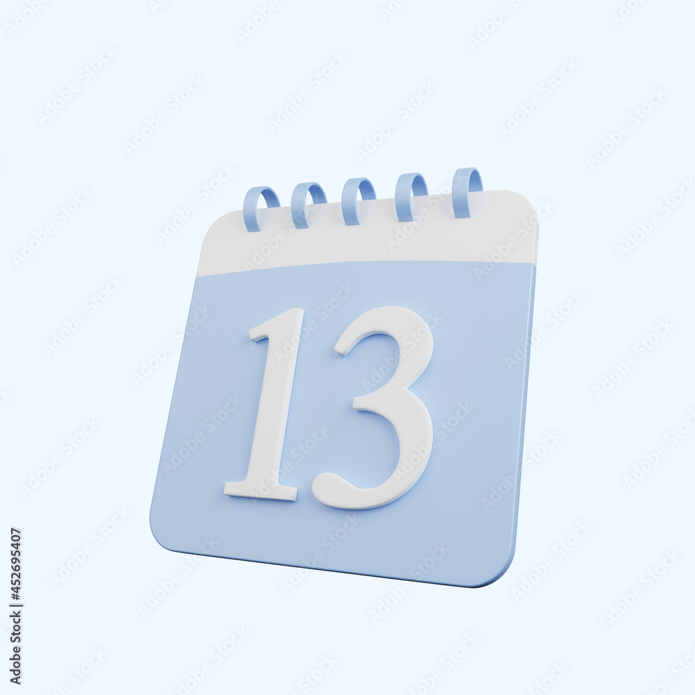 3d illustration of simple object calendar number 13 3d illustration of simple object calendar number 13