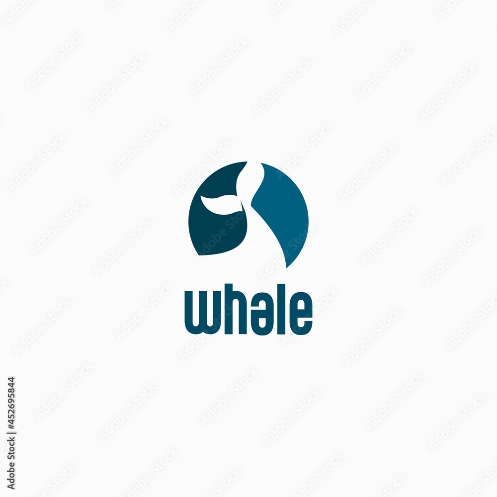 whale tail icon vector inside circle