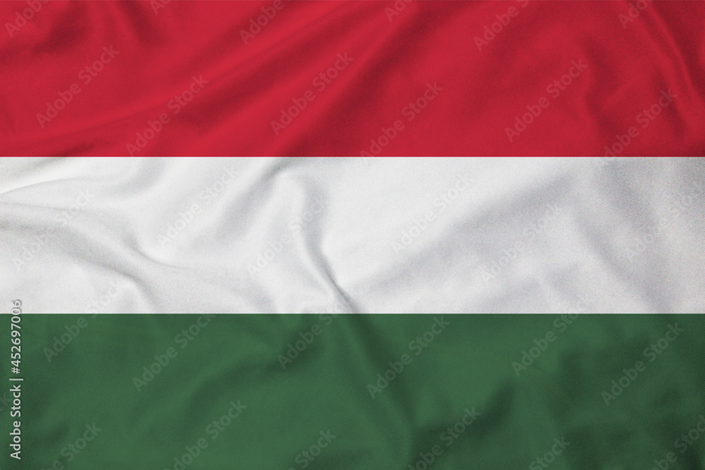 Flag of Hungary, realistic 3d rendering with texture Flag of Hungary, realistic 3d rendering with texture