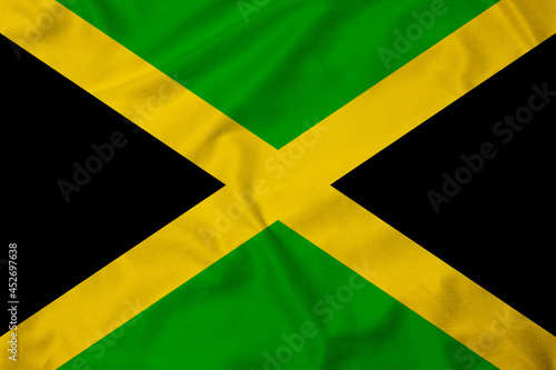 Flag of Jamaica, realistic 3d rendering with texture