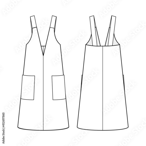 Fashion technical drawing of pinafore 