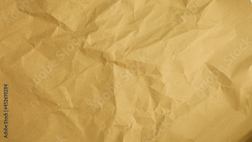 Recycle Paper Texture background. Crumpled Old kraft paper abstract shape background with space Yellow crumpled paper for text high resolution.