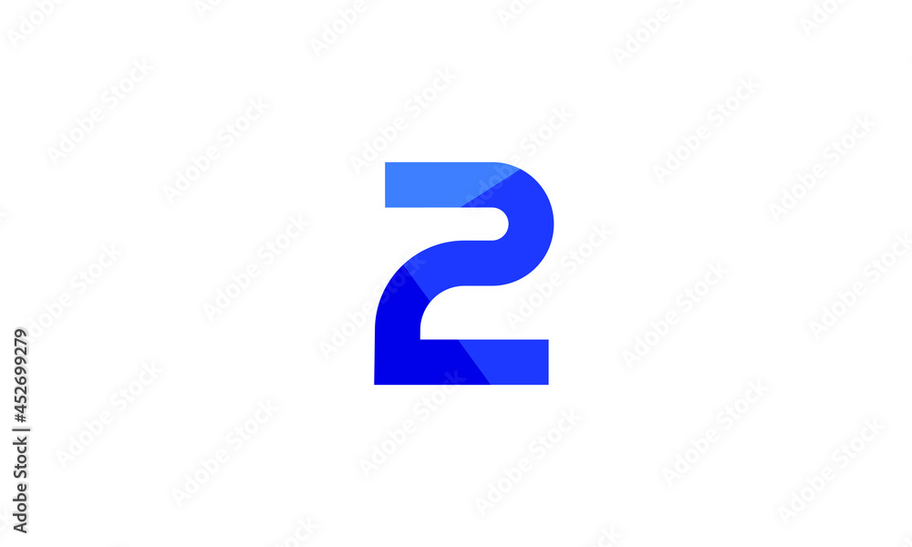 2 Number Modern Flat Blue Logo 2 Number Modern Flat Blue Logo