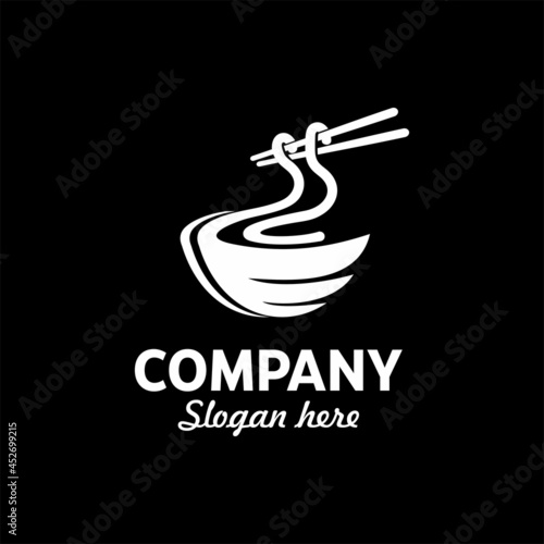 noodle bowl restaurant logo template vector icon. suitable for business related to ramen, noodles, fast food restaurant, Korean food, Japanese food 