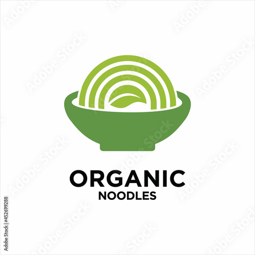 organic noodle round concept vector design template, Vegan noodle logo concept. 