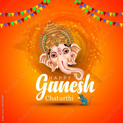 happy Ganesh Chaturthi greetings. vector illustration design.