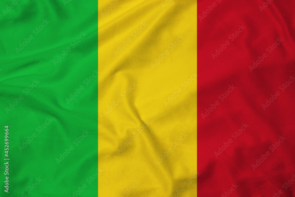 Flag of Mali, realistic 3d rendering with texture