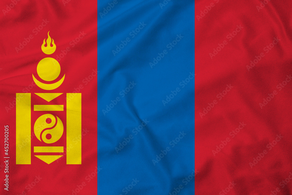 Naklejka premium Flag of Mongolia, realistic 3d rendering with texture
