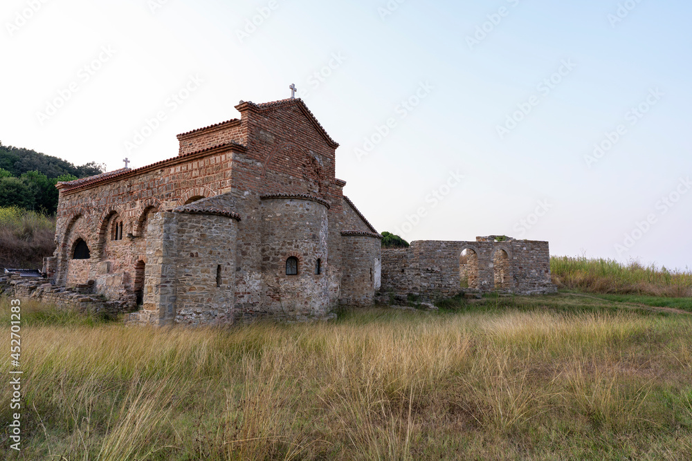 Old medieval Catholic church SHEN NDOUT, at cap of Rodon, Albania