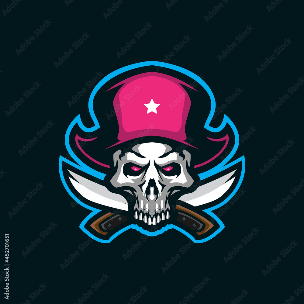 Skull pirates mascot logo design vector with modern illustration concept style for badge, emblem and t shirt printing. Skull pirates illustration.