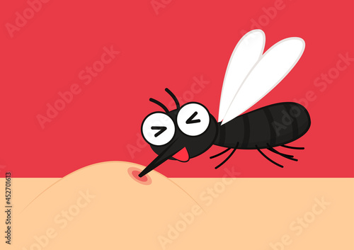 Mosquito bites. mosquito cartoon. wallpaper. free space for text. copy space.