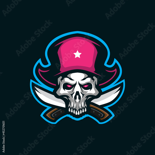 Skull pirates mascot logo design vector with modern illustration concept style for badge, emblem and t shirt printing. Skull pirates illustration.