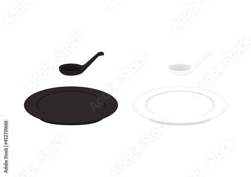 Plate and Spoon vector. Plate and Spoon on white background.