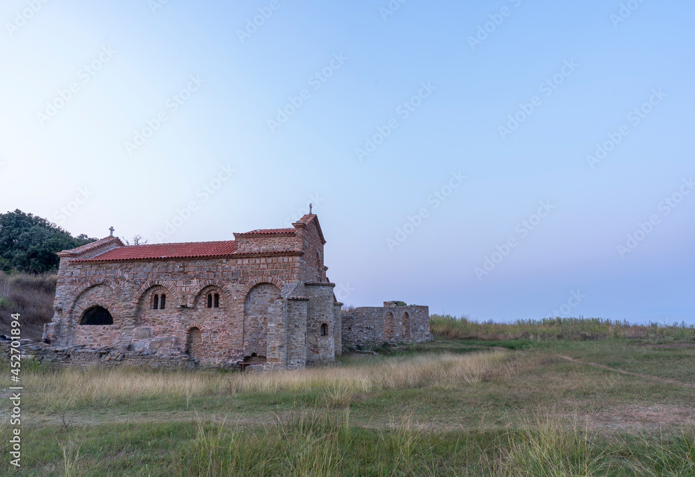 Old medieval Catholic church SHEN NDOUT, at cap of Rodon, Albania