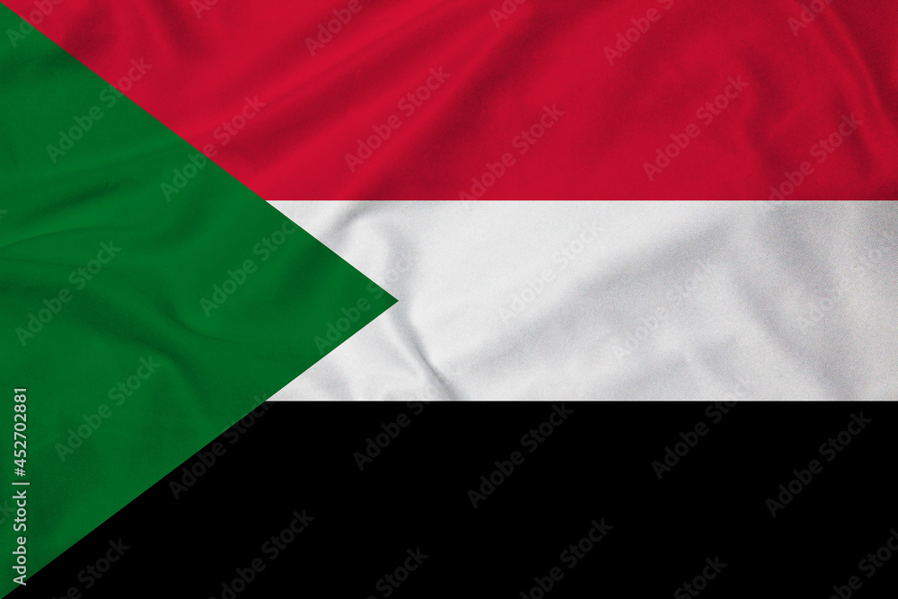 Flag of Sudan, realistic 3d rendering with texture