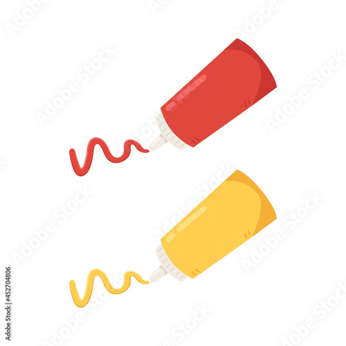 Tomato and mustard sauce vector. wallpaper. Tomato and mustard bottle.