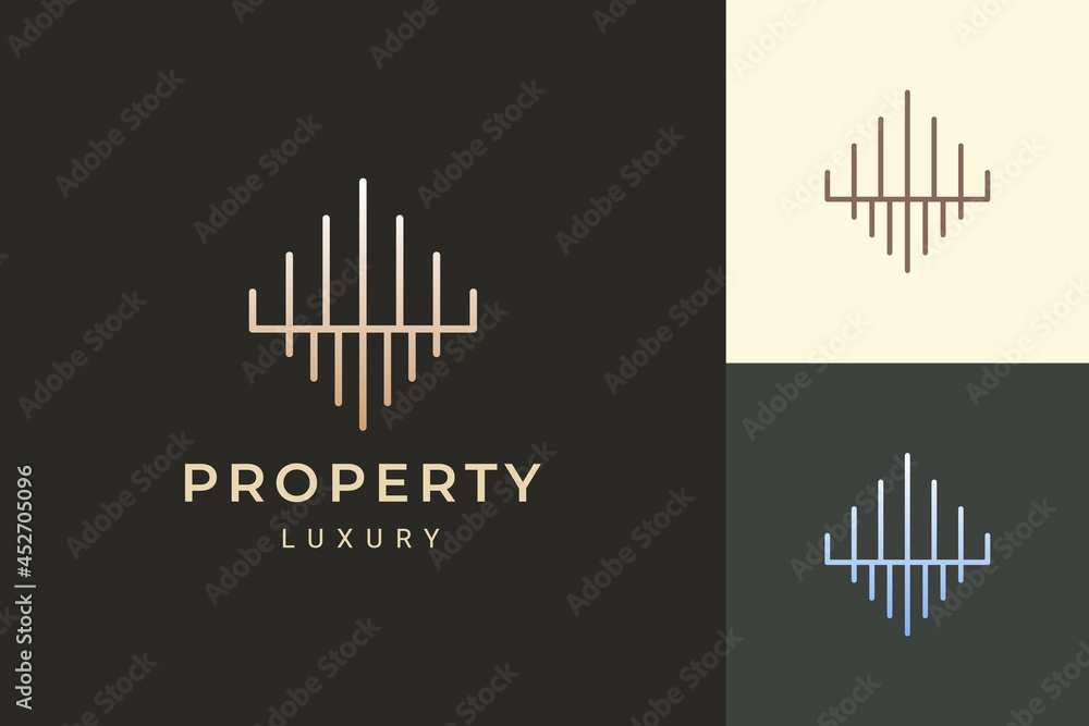 Naklejka premium Apartment or property logo in luxury and futuristic shape