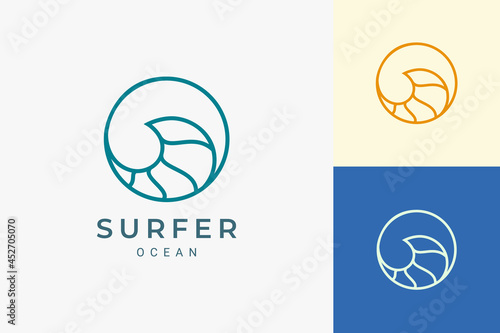 Marine or water theme logo in simple ocean wave circle shape