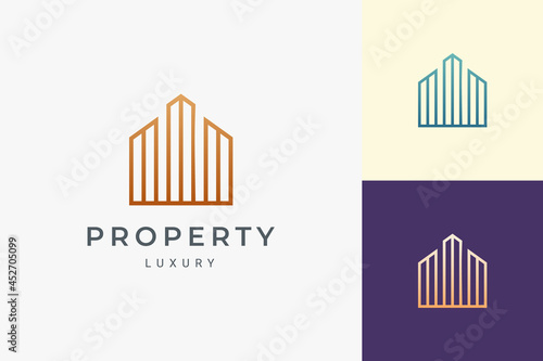 Home or resort logo in luxury style for real estate business