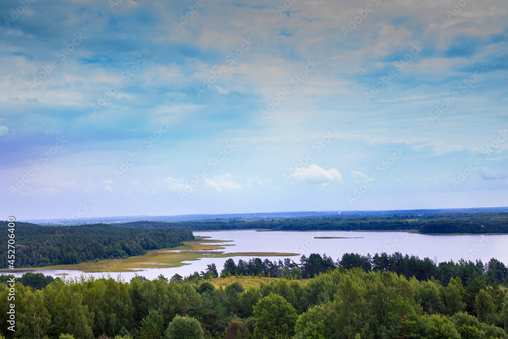 Panoramic view of Lake Braslav national park in Belarus