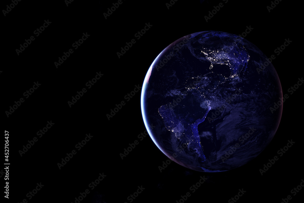 Earth from space at night. Elements of this image were furnished by NASA. Earth from space at night. Elements of this image were furnished by NASA.