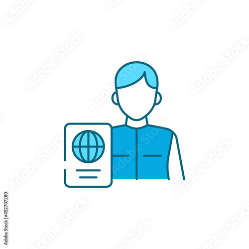 Passport control color line icon. Pictogram for web page