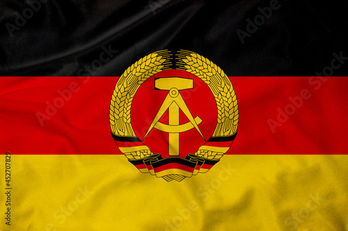 Flag of the German Democratic Republic (East Germany), realistic rendering with texture