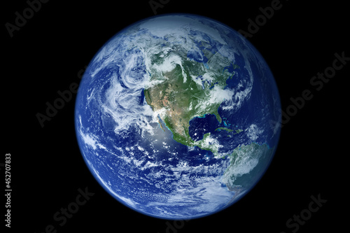 Fototapeta Naklejka Na Ścianę i Meble -  Planet Earth on a dark background. Elements of this image were furnished by NASA.